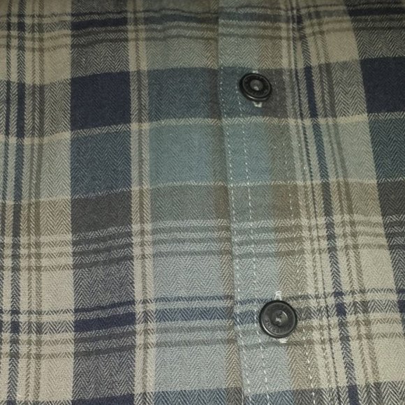 Wolverine Blue Gray Plaid Flannel Button Shirt L - Picture 5 of 6